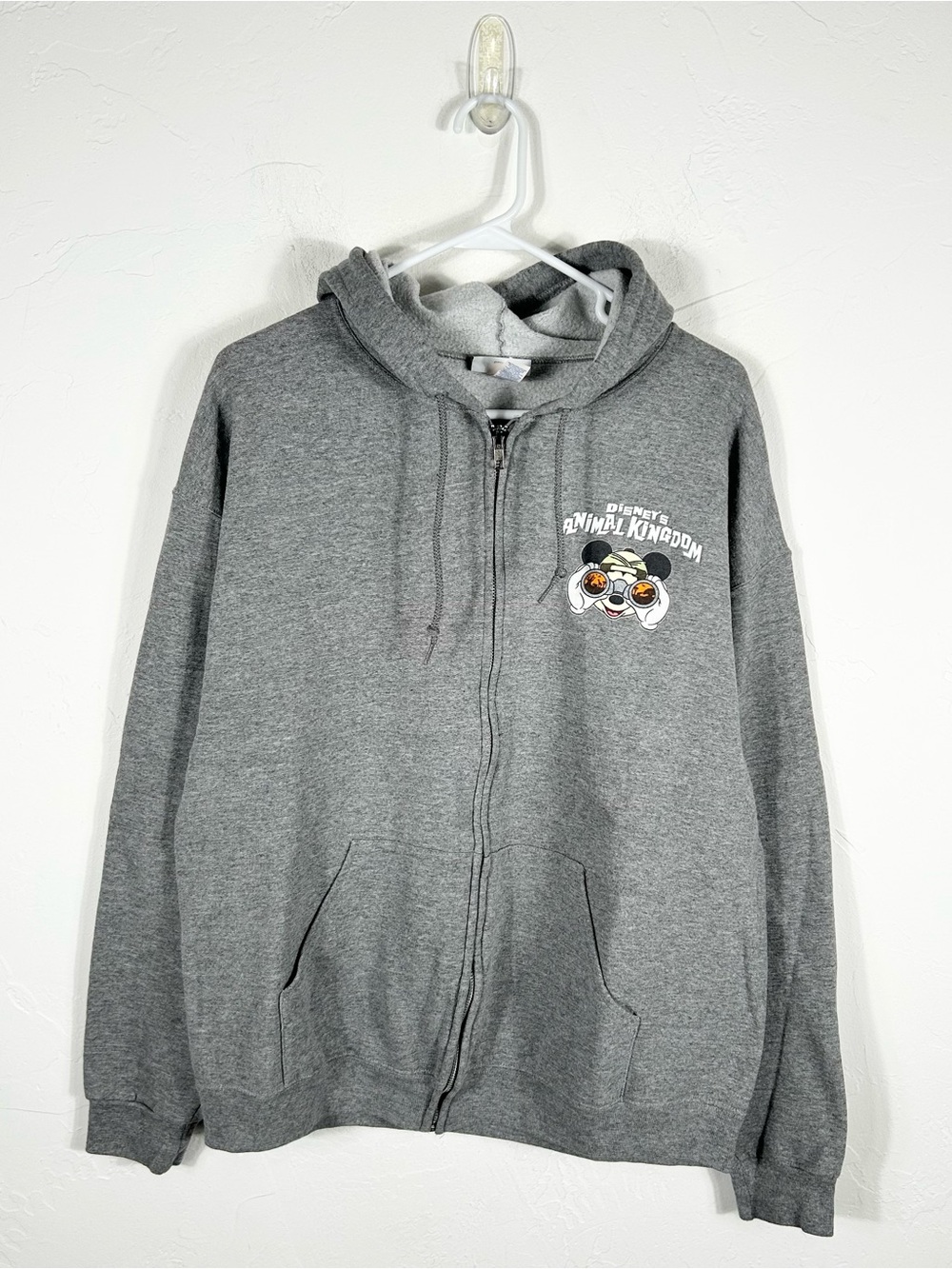 👁️ Disney Parks Animal Kingdom Mickey Mouse Safari Zip Up Hoodie Gray Large